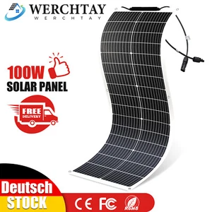 100W Flexibel Solarmodul Solarpanel 100 Watt 12V Mono Für Wohnmobil Auto Camping - Bild 1 von 9