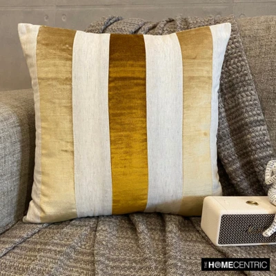 Square Sofa Cushion Cover Gold 16"x16", Home Decor Velvet - Velvet Band Gold - Image 1 of 4