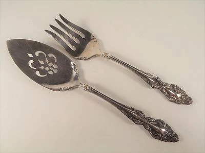 Baroque Rose Oneida Rogers Cold Meat Serving Fork Pierced Pie Server Silverplate - Image 1 of 4