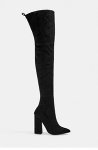 Missguided Black Block Heel Faux Suede Over The Knee Boots UK 5 EU38 REF USS - Picture 1 of 8