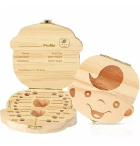 Milk Teeth Box Wooden Tooth Storage Box Organizer For Kids - Baby Boy Tooth Box - Picture 1 of 1
