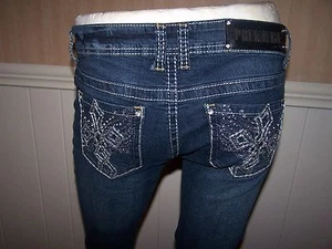 PREMIERE RUE 21 SKINNY LEG CROSS POCKETS BLUE DENIM JEANS WOMENS SIZE 7/8 R - Picture 1 of 11