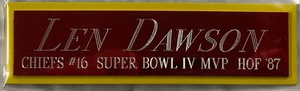 LEN DAWSON CHIEFS NAMENSSCHILD FÜR HANDSIGNIERTEN signierten FUSSBALL-HELM-TRIKOT-FOTO - Bild 1 von 8