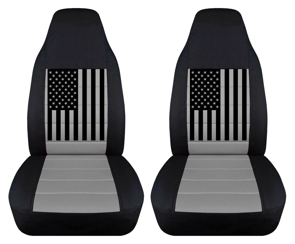 Black and Grey Front Seat Covers Fits 2003 2004 2005 2006 Jeep Wrangler TJ - Image 1 of 1