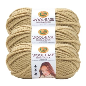 (3 Pack) Lion Brand Yarn 640-127K Wool-Ease Thick & Quick Bulky Yarn, Peanut - Picture 1 of 7