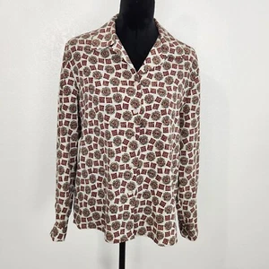 Leslie Fay Haberdashery Polyester Long Sleeve Collared Shirt Top Blouse Size 14P - Picture 1 of 10