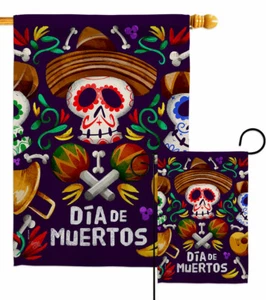 Dia De Muertos Skulls Garden Flag Day of Dead Fall Decorative Yard House Banner - Picture 1 of 17