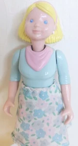 Fisher Price My Loving Family Mother Doll Fabric Skirt Blonde Blue Top 1993 - Picture 1 of 5