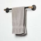 Industrial Vintage Towel Rail Made From Pipe Fittings Black and Brass Styling
