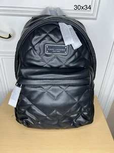 Marc Jacobs Moto Pillow Medium Black Quilted Smooth Leather Backpack Bookbag - Picture 1 of 8