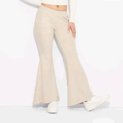 Wild Fable Women's Mid-Rise Washed Extreme Flare Sweatpants - Beige Size XL - Image 1 of 4