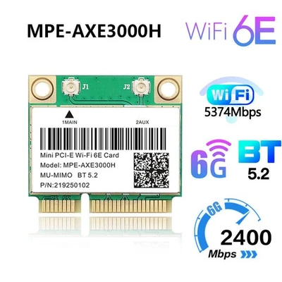WiFi 6E Wifi Card Mini PCI-E Network Adapter 802.11AX AX210 WiFi Bluetooth 5.2 - Image 1 of 4