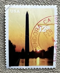 US Sc 3473 Used $12.25 Washington Monument Express stamp W/ Creases, Scrapes - Picture 1 of 2