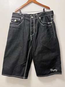 Pantaloncini jeans vintage Coogi taglia 40 neri Y2K hip hop ricamati skater larghi larghi - Foto 1 di 16