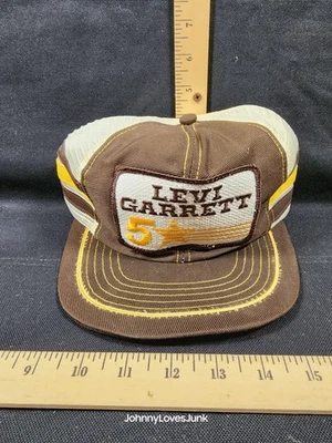 Gorra de camionero vintage Levi Garrett 5 estrellas 3 rayas malla usada publicidad  Foto 1 de 3