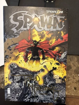 LOT - Todd McFarlane Spawn Comic and Mini Helmet From The SUPER BOWL Signed - Image 1 of 4