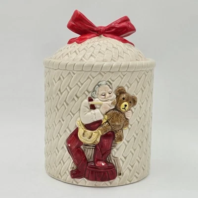 Gibson Greeting Santa Canister Ceramic Candy Jar Vintage Christmas Otagiri Japan - Image 1 of 4