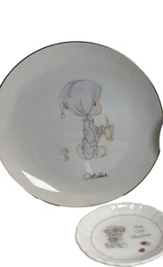 (25B)- Vintage 2 Piece Precious Moments Decorative Plates October/mother/hug - Picture 1 of 5