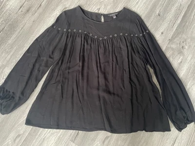 Blusa negra para mujer Rock & Republic manga larga L rayón Foto 1 de 4