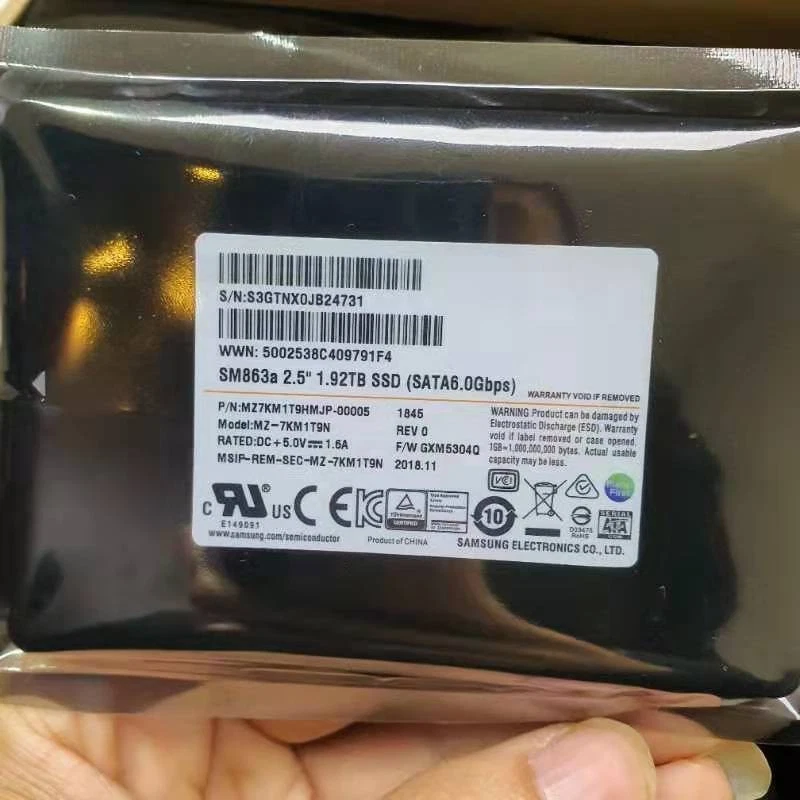 Samsung SSD 1.92TB SM863a MZ-7KM1T9N 2.5" Solid State Drive MZ7KM1T9HMJP-00005 - Image 1 of 1