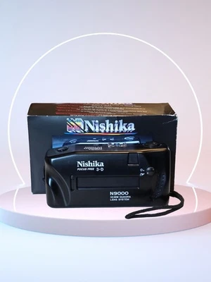 Cámara fotográfica con lente cuadrada 3D Nishika N9000 35 mm con caja manual caja abierta de colección Foto 1 de 4