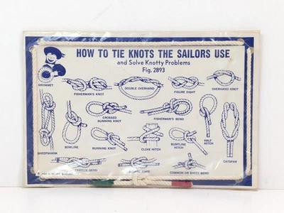 Cómo atar nudos que los marineros usan y resuelven problemas nudosos tabla Bliss & Co años 50 60 Foto 1 de 4