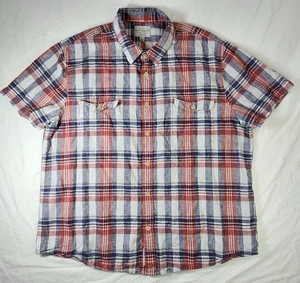 Camisa abotonada a cuadros de mezcla de lino XXL Lucky Brand para hombre roja azul manga corta - Imagen 1 de 10