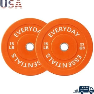 15 lbs Sporting Bumper Plate Weight Plat Pair Adjustable Dumbbell Set W Collar - Picture 1 of 6