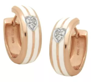Orecchini Creole Argento 925 Placcato IN Oro Rosso Smalto Zirconia Cuore Nuovo - Foto 1 di 3