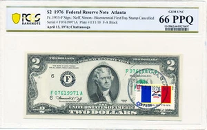 Federal Reserve Note Atlanta USA $2 1976 PCGS 66PPQ - Picture 1 of 2