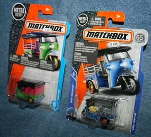 (2) Different 2016-2017 Matchbox TUK-TUK Green Pink Blue Lot - Picture 1 of 4