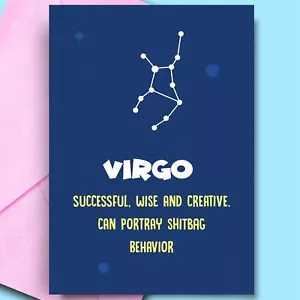 Tarjetas de cumpleaños del zodiaco signo de la estrella de Virgo horóscopos tarjetas groseras - Imagen 1 de 3