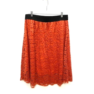 LuLaRoe Womens Burnt Orange Lola Floral Lace Elastic Waist A-Line Midi Skirt XL - Picture 1 of 7