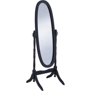 Coaster Foyet Traditional Wood Frame Oval Cheval Mirror in Black - Picture 1 of 2