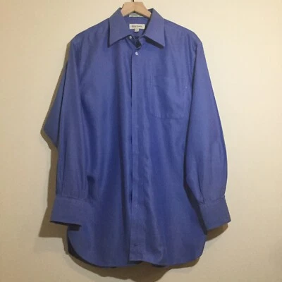 John W. Nordstrom Hombre Manga Larga Botón Frontal con Bolsillo Azul Talla 16 34 Foto 1 de 4