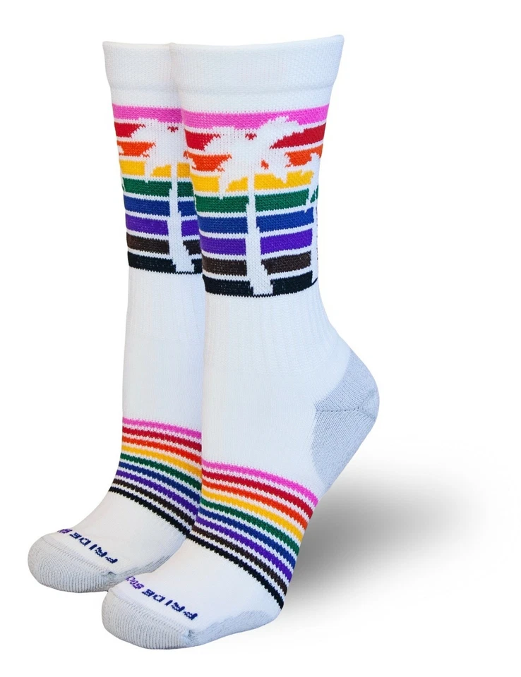 Calcetines deportivos unisex Rainbow Palm Tree Crew DE PIE Foto 1 de 1