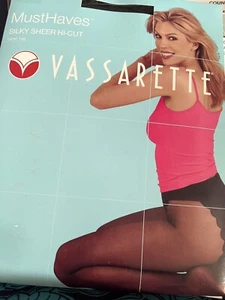 Vassarette Must Haves Silky Sheer Hi Cut Panty Lace Trim Long Black 5290 New - Picture 1 of 7