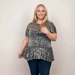 ROCKTHOSECURVES DONNA BLUSA PEPLUM DONNA TOP PAILLETTES SCINTILLANTE FESTA TAGLIE FORTI - Foto 1 di 23
