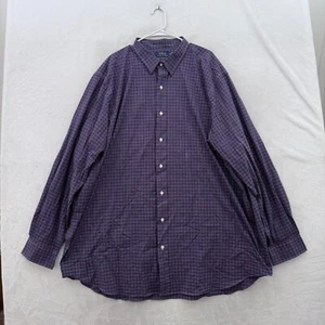 Polo Ralph Lauren Shirt Mens 3XLT Tall Purple Plaid Stretch Pony Button Up - Picture 1 of 10