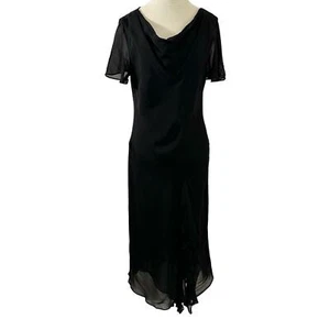 Donna Ricco Women's Vintage Dress Black Handkerchief Chiffon Midi Dress Size 12 - Imagen 1 de 10