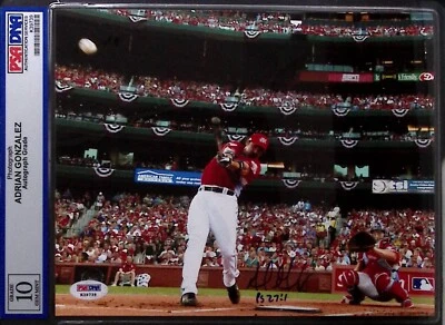 Фотография с автографом Адриана Гонсалеса 8x10 с сертификатом подлинности PSA/DNA Gem как новая 10 шт. - Изображение 1 из 4