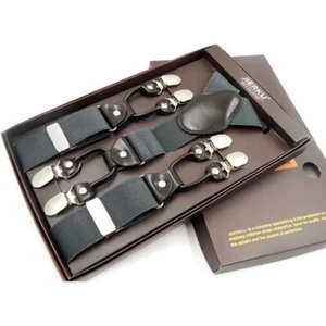 Herren Hosenträger mit 6 elastischen Clips in Y-Form verstellbar dunkelgrau - Bild 1 von 1