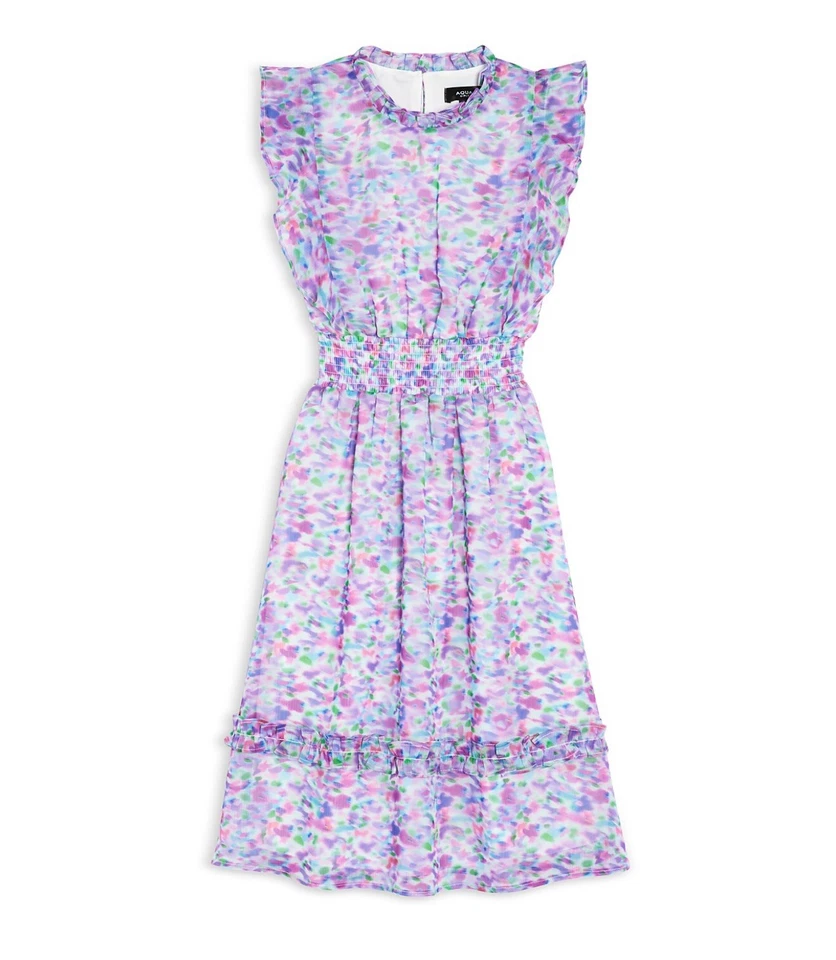 Vestido midi Aqua para niñas pequeño y grande exclusivo color lila multi Foto 1 de 4