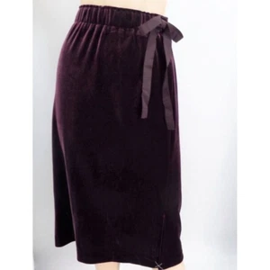 FALDA MIDI TERCIOPELO CINTURA LAZO CINTURA ELÁSTICA MORADA "ANN TAYLOR" TALLA: 6 NUEVA CON ETIQUETAS - Imagen 1 de 3