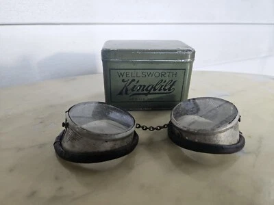 Vintage Steampunk Goggles Wellsworth Kingbilt Pat. 6-27-22 Duraglass With Tin — 第 1/4 张图片