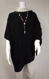 CASHMERE Poncho BLACK CAPE handmade Wrap One Size Fits All - Picture 1 of 10
