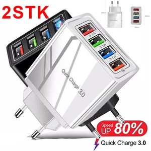 2STK 4-fold USB multiple plug multiple quick charger power supply adapter QC3.0 - Photo 1 sur 24