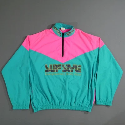 Rare Vintage 80s USA Made Surf Style 1/4 Zip Windbreaker Jacket Neon One Size - Image 1 of 4