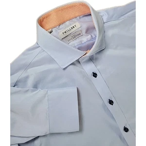 Twillory Dress Shirt Mens 16-34/35 Blue No Iron Safe Cotton Tailored Fit - Picture 1 of 12