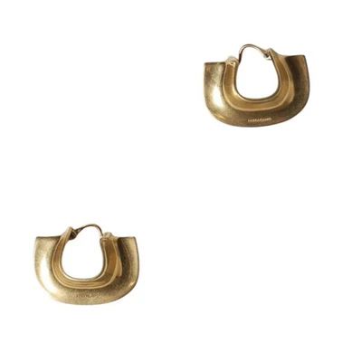 Orecchini donna Salvatore Ferragamo Gancini Scultura in ottone dorato - Immagine 1 di 4